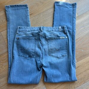 7 For All Mankind 30 Kimmie straight light med blue denim jeans 31” ins